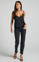 Tatito Top - Lace Detail Cami Top in Black