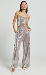 Tricia Top - Sequin Cami Top in Grey
