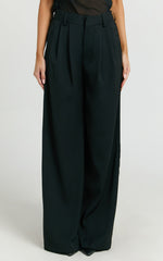 Xandria Pants - Double Pleated Wide Leg Pants in Black