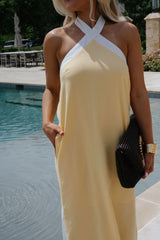 Beau Halter Maxi Dress-Lemon