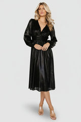 Aisha Shimmer Dress | Black