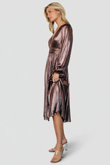 Aisha Shimmer Dress | Bronze