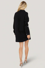 Andres Button Shirt Dress | Black
