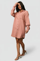 Andres Button Shirt Dress | Dusty Rose
