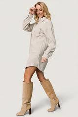 Andres Button Shirt Dress | Light Sage