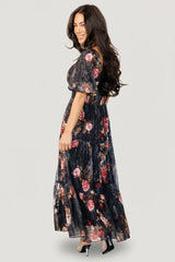 Annabeth Midi Dress | Black Floral
