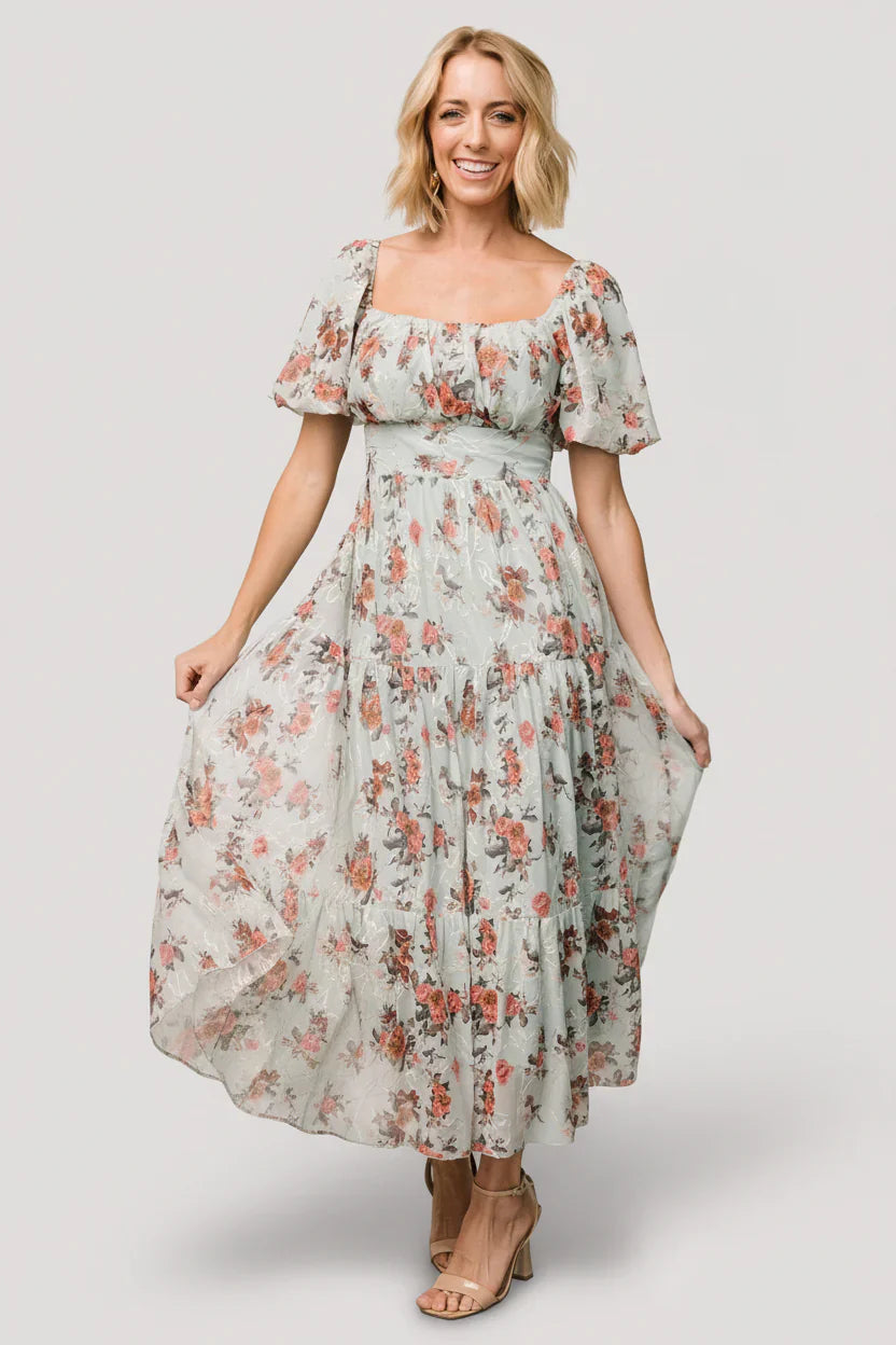 Annabeth Midi Dress | Eucalyptus Floral