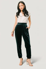 Archie Velvet Jogger Pants | Dark Green