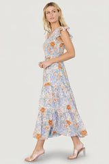 Arla Smocked Maxi Dress | Light Blue Floral
