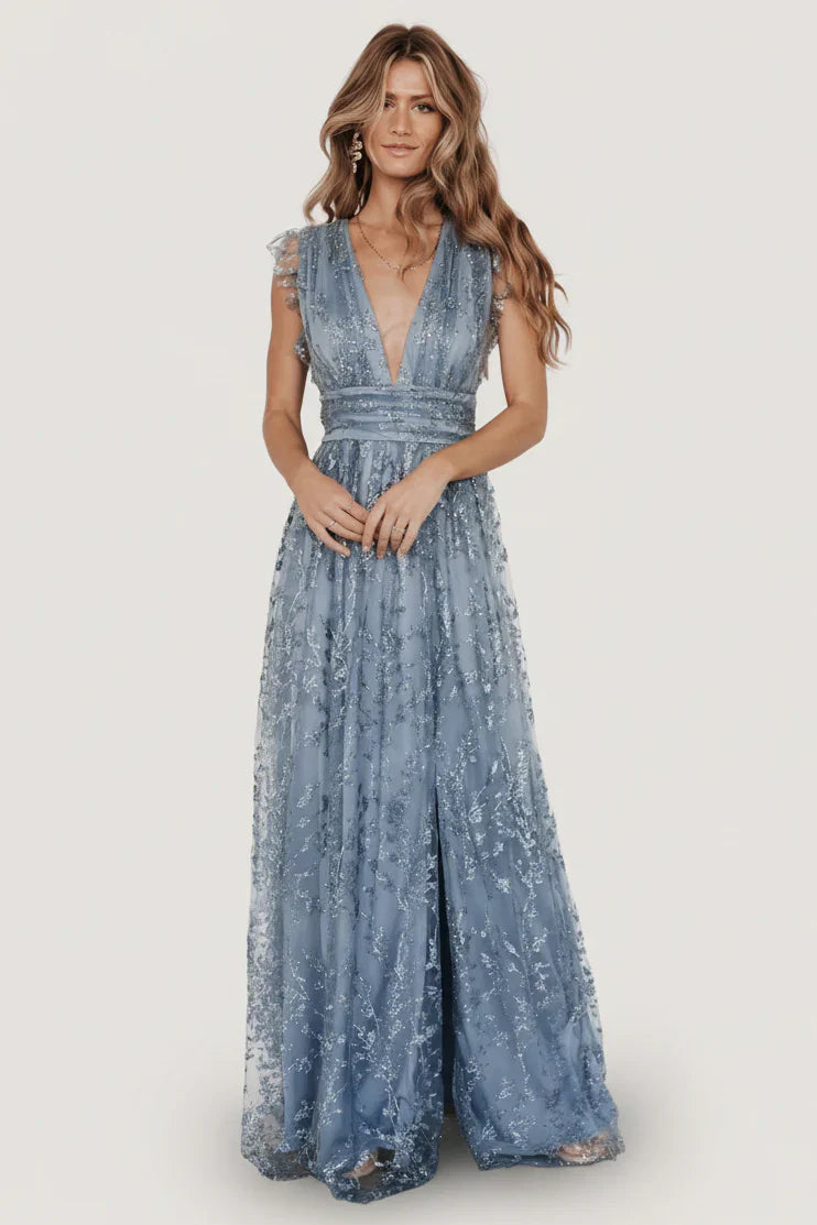Arlene Shimmer Gown | Winter Blue