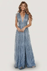 Arlene Shimmer Gown | Winter Blue