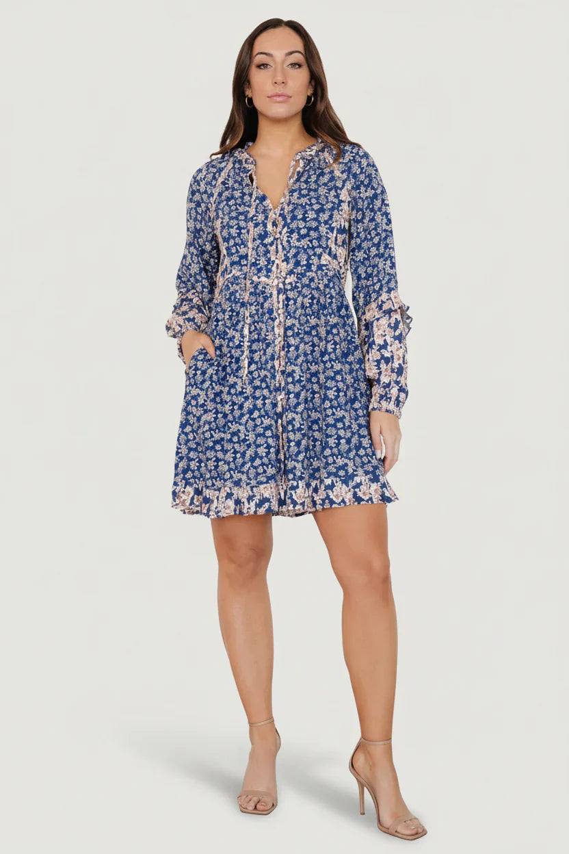 Aster Short Dress | Navy Multi Floral
