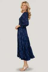 Aubrey Smocked Midi Dress | Navy Floral