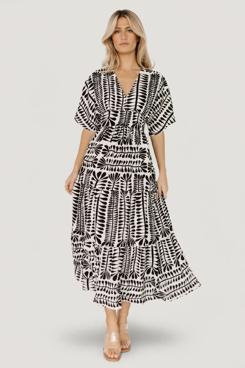 Austin Kimono Dress | Black Print