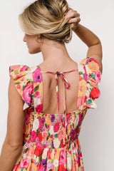 Ayla Tiered Maxi Dress | Pink Multi Floral