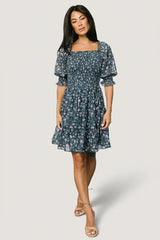 Azlyn Smocked Short Dress | Blue Multi