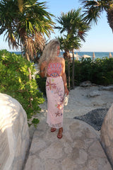 Shell Embellished Midi Dress-Blush