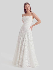 Floral-Burnout Cowl Neck Gown