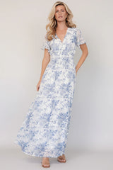 Birdie Maxi Dress | Off White + Blue