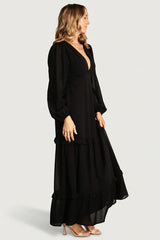 Bowman Deep V Maxi Dress | Black