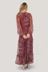 Bowman Deep V Maxi Dress | Burgundy Multi