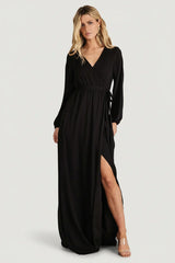 Breanne Faux Wrap Maxi Dress | Black