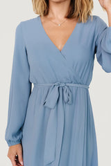 Breanne Faux Wrap Maxi Dress | Slate Blue