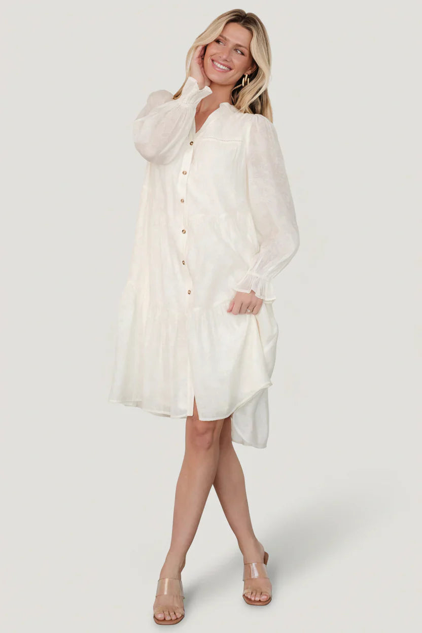 Brenna Button Midi Dress | Cream