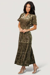 Bronwyn Velvet Dress | Olive