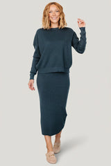 Carey Waffle Midi Skirt | Midnight Blue