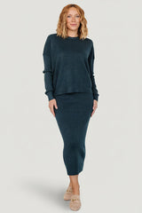 Carey Waffle Midi Skirt | Midnight Blue
