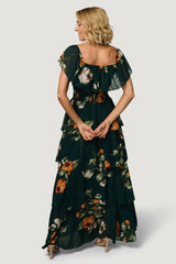 Carina Off Shoulder Maxi Dress | Deep Topaz Floral