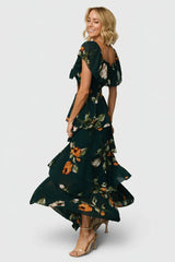 Carina Off Shoulder Maxi Dress | Deep Topaz Floral