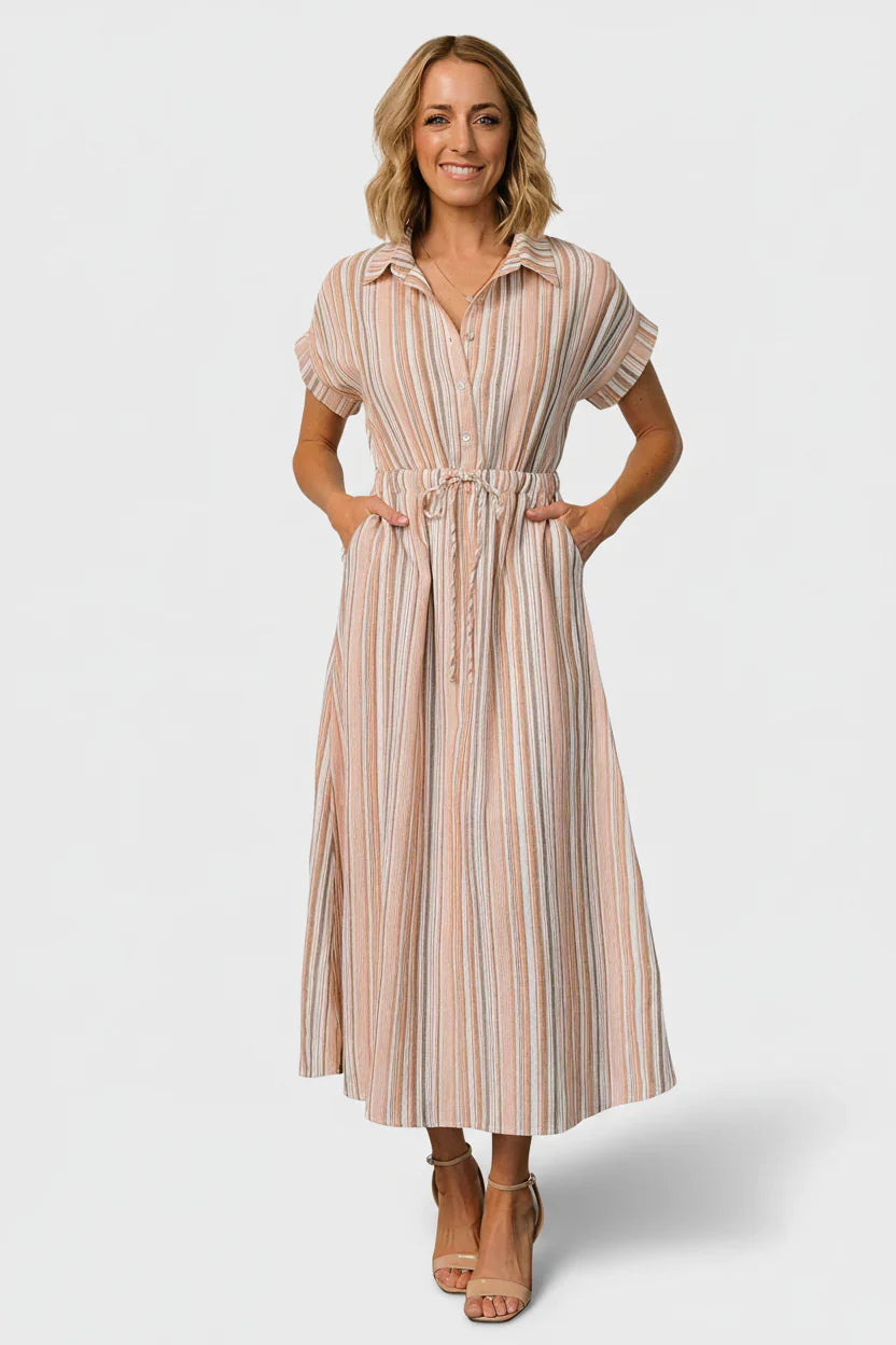 Carole Midi Dress | Multi Stripe