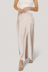 Celeste Satin Midi Skirt | Champagne