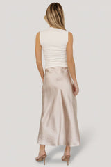 Celeste Satin Midi Skirt | Champagne