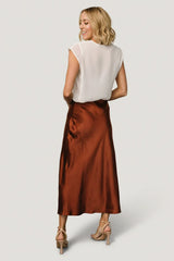 Celeste Satin Midi Skirt | Spice