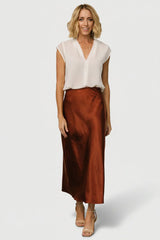 Celeste Satin Midi Skirt | Spice