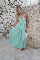 Ariel Flared Maxi Dress-Aqua