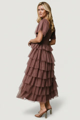 Cherise Tulle Tiered Dress | Dusty Lavender