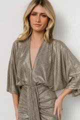 Ciara Ruched Midi Dress | Silver Metallic