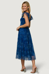 Clementine Tulle Midi Dress | Cobalt