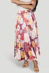 Cori Pleated Skirt | Deep Mauve Floral