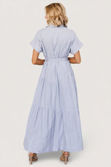 Covey Button Up Maxi Dress | Blue Stripe