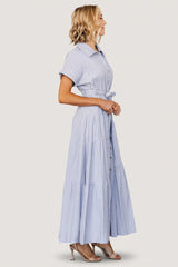Covey Button Up Maxi Dress | Blue Stripe