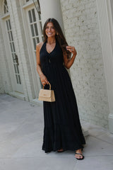 Greer Smocked Maxi Dress-Black