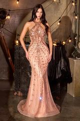 Manuela Gown - High Halter Beaded Dress