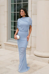 Camila Mesh Maxi Dress-Blue