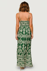 Davinah V Neck Maxi Dress | Green Print