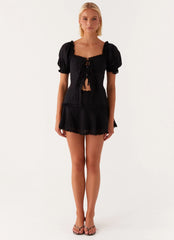 Hundred Percent Puff Sleeve Top - Black